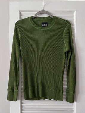 OTD (On This Day) Ribbed Poor Boy Knit Crewneck Sweater — Olive Green